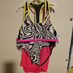 NWT Zeroxposure 3-piece Swim Set Swimsuit Girls Size 16 Bikini & Tank Top Cover